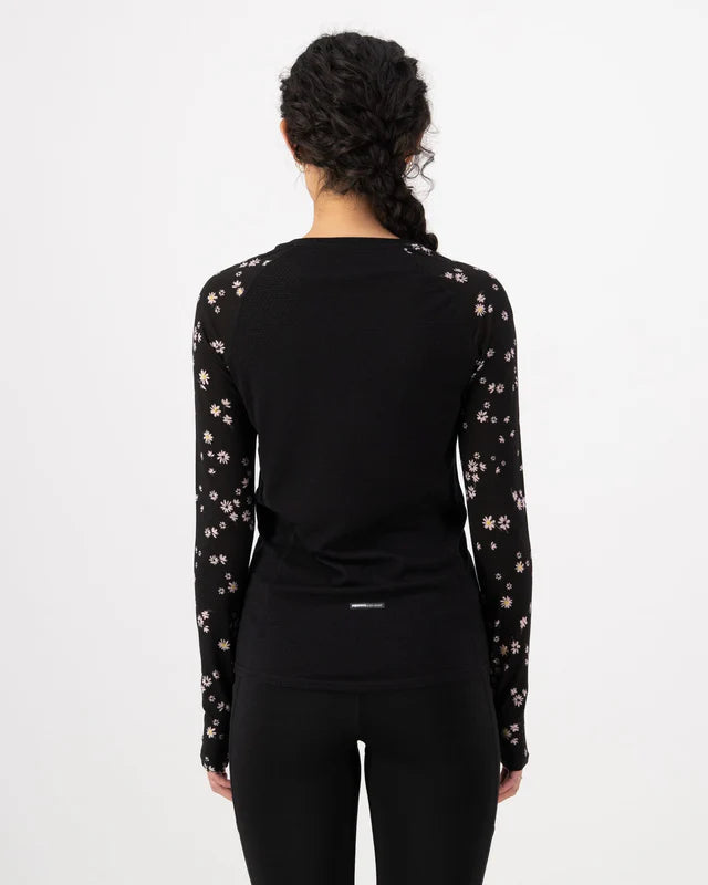 Bella Merino Long Sleeve - Black Daisy