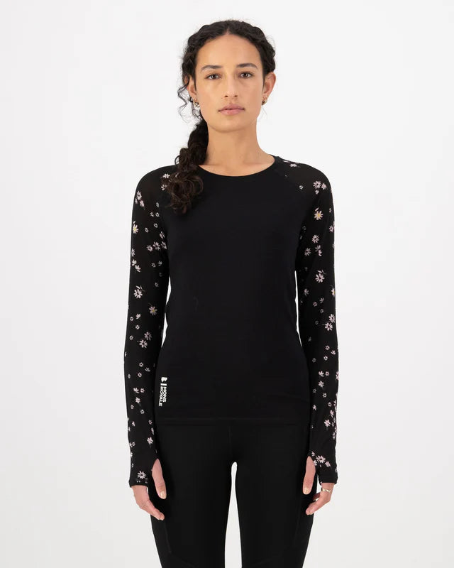 Bella Merino Long Sleeve - Black Daisy
