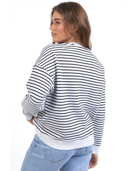 FOXWOOD ORIGINAL STRIPE CREW - White/Black Stripe