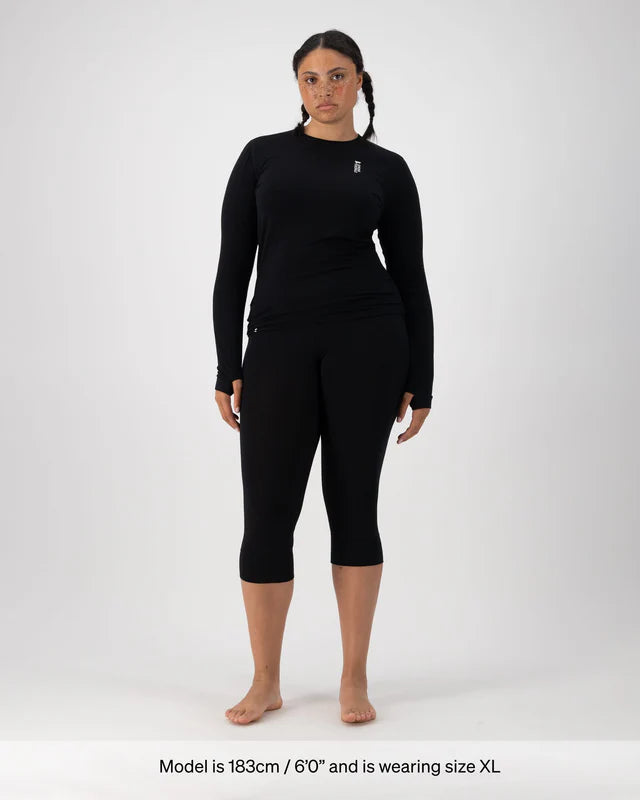 MONS ROYALE WOMENS CASCADE FLEX LONG SLEEVE - Black
