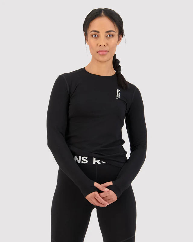 MONS ROYALE WOMENS CASCADE FLEX LONG SLEEVE - Black
