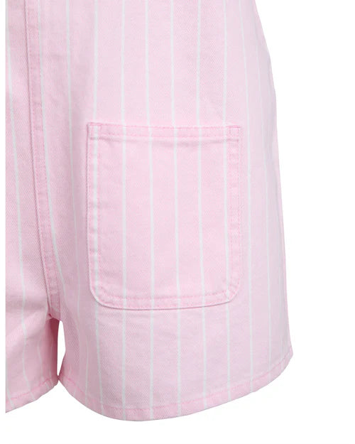 EVE GIRL WILMA DENIM PLAYSUIT - Pink
