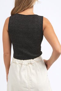 FOXWOOD TESSA METALLIC KNIT TANK - BLACK