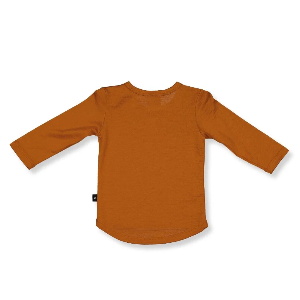 LITTLE FLOCK OF HORRORS WYATT L/S TEE BUTTONS - Rust