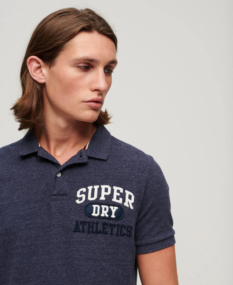 SUPERDRY APPLIQUE CLASSIC FIT POLO - DARK INDIGO MARLE
