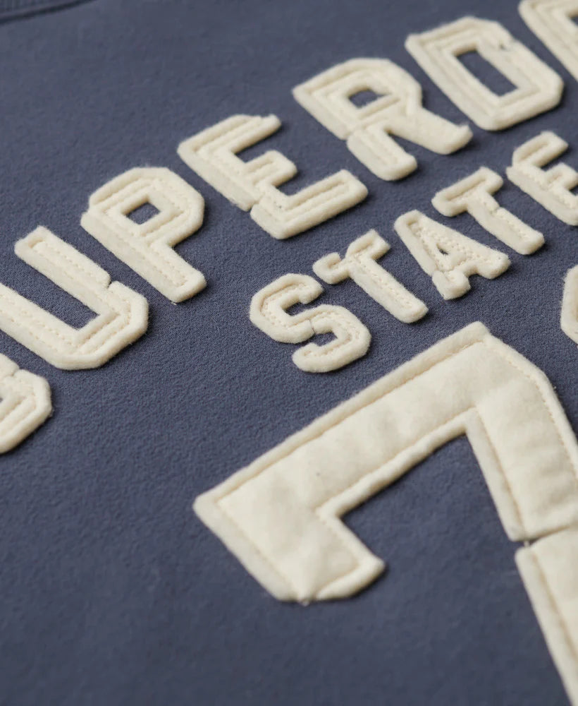 SUPERDRY APPLIQUE ATHLETIC LOOSE SWEAT - MONTAUK NAVY