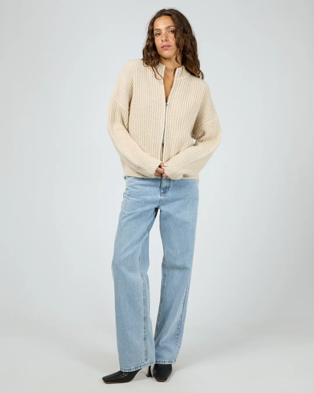 SILENT THEORY MAPLE ZIP THRU KNIT JUMPER - Natrual
