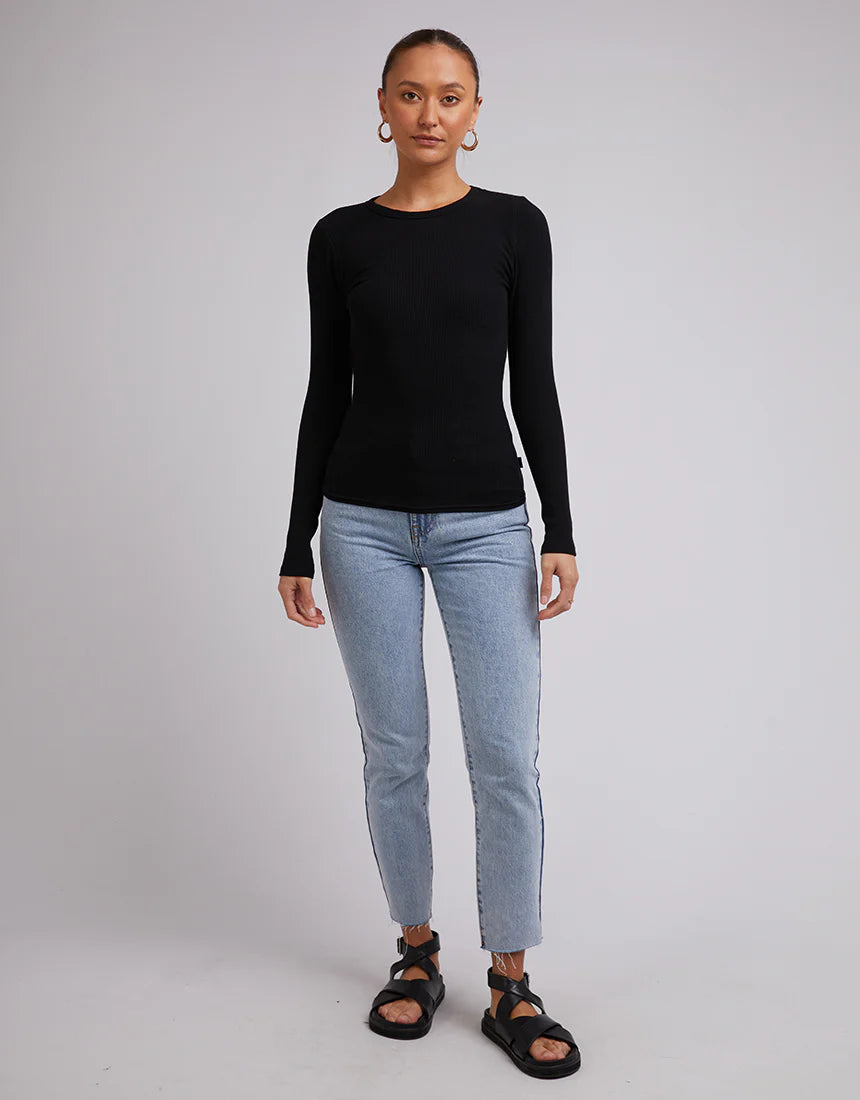 SILENT THEORY RIB L/S TEE - Black