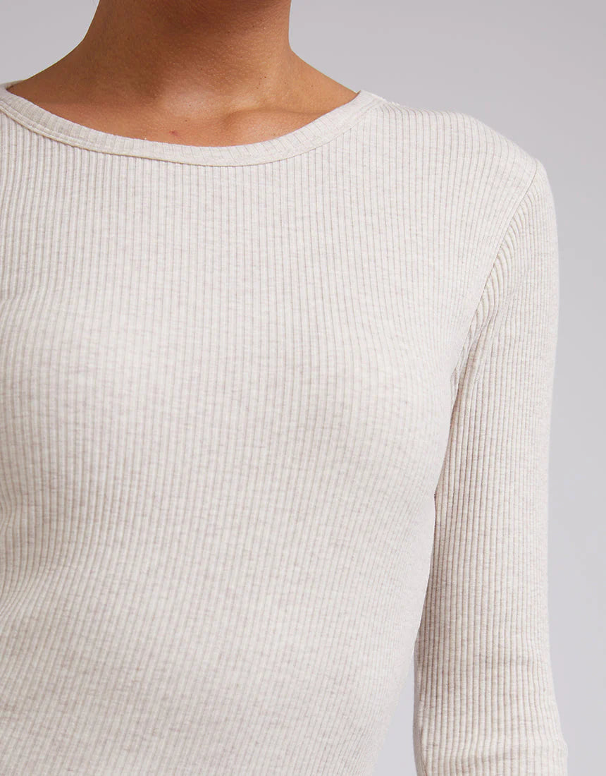 SILENT THEORY RIB L/S TEE - Oatmeal