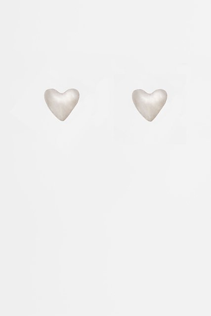 ANTLER EARRINGS - MINI HEART STUD - SILVER