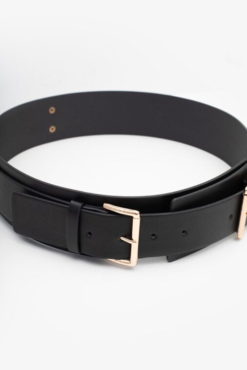 ANTLER BELT - NAOMI DOUBLE BUCKLE - Black