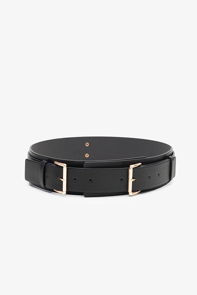 ANTLER BELT - NAOMI DOUBLE BUCKLE - Black