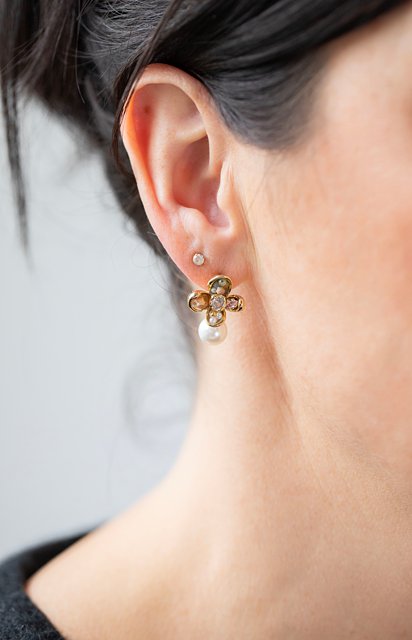 ANTLER EARRINGS - GEMS PETAL & PEAR DROP