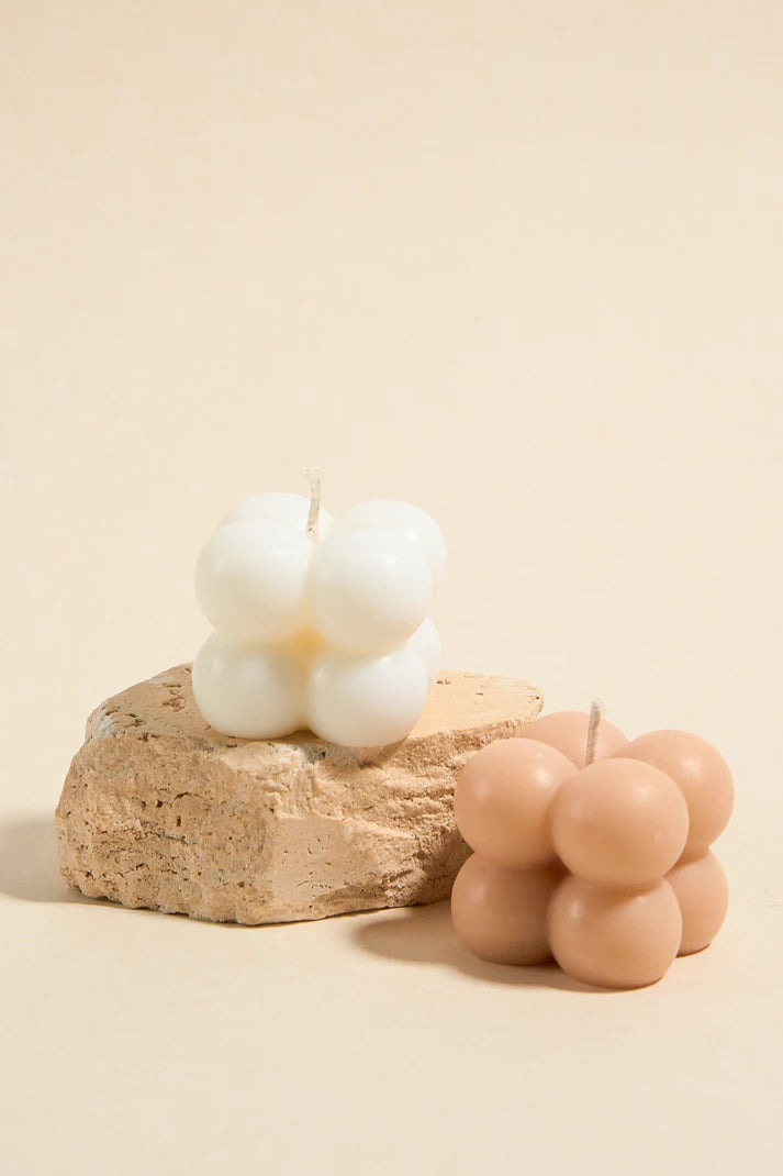 BUBBLE CUBE SMALL HANDMADE SOY CANDLE - Ivory