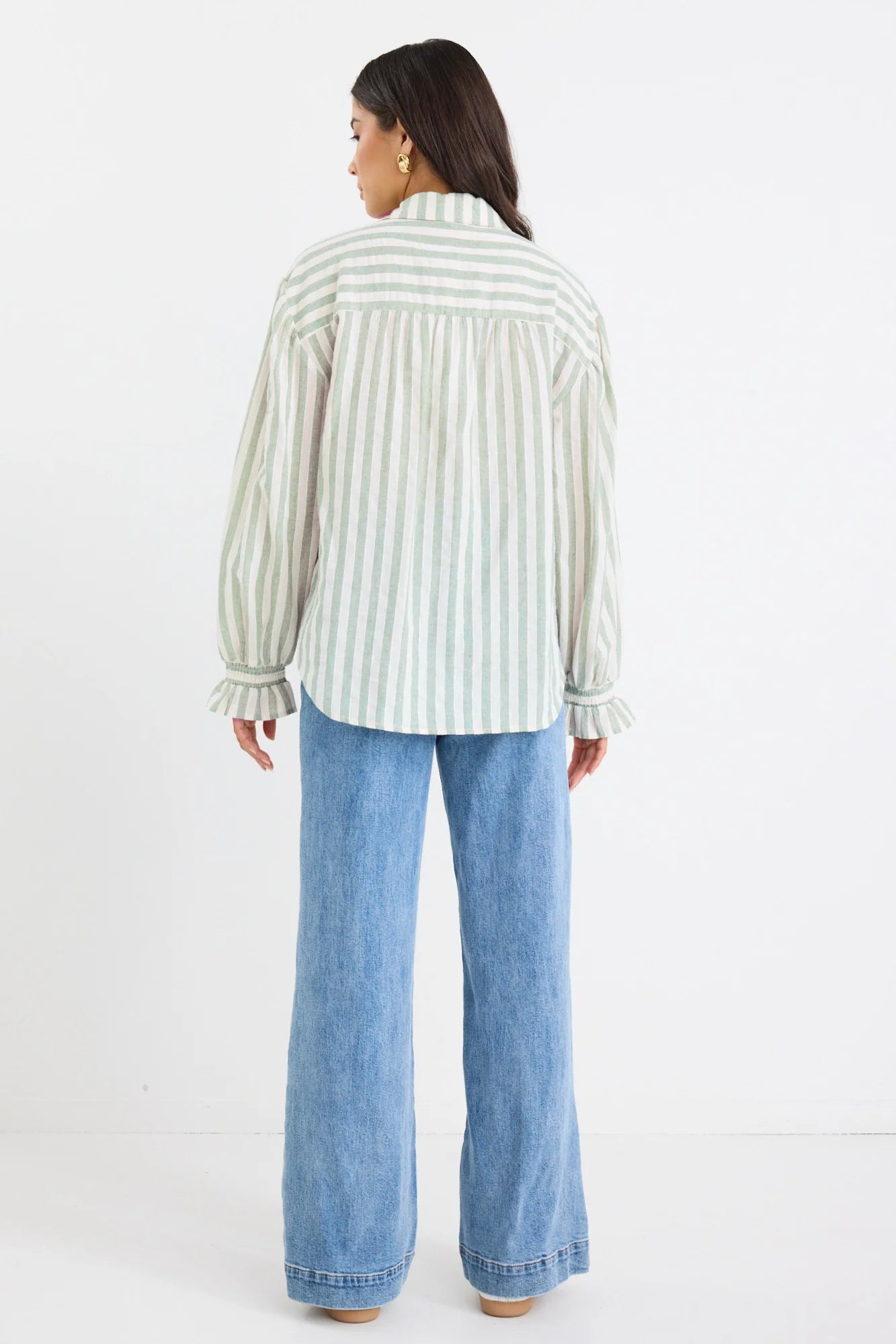 BY ROSA CONNECTION SHIRT - Moss Stripe