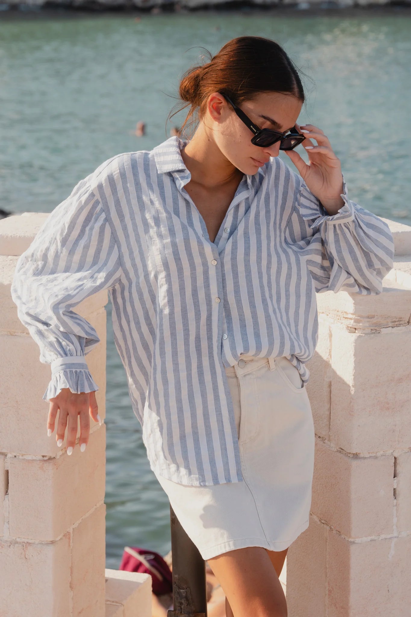 BY ROSA CONNECTION SHIRT - Blue Stripe