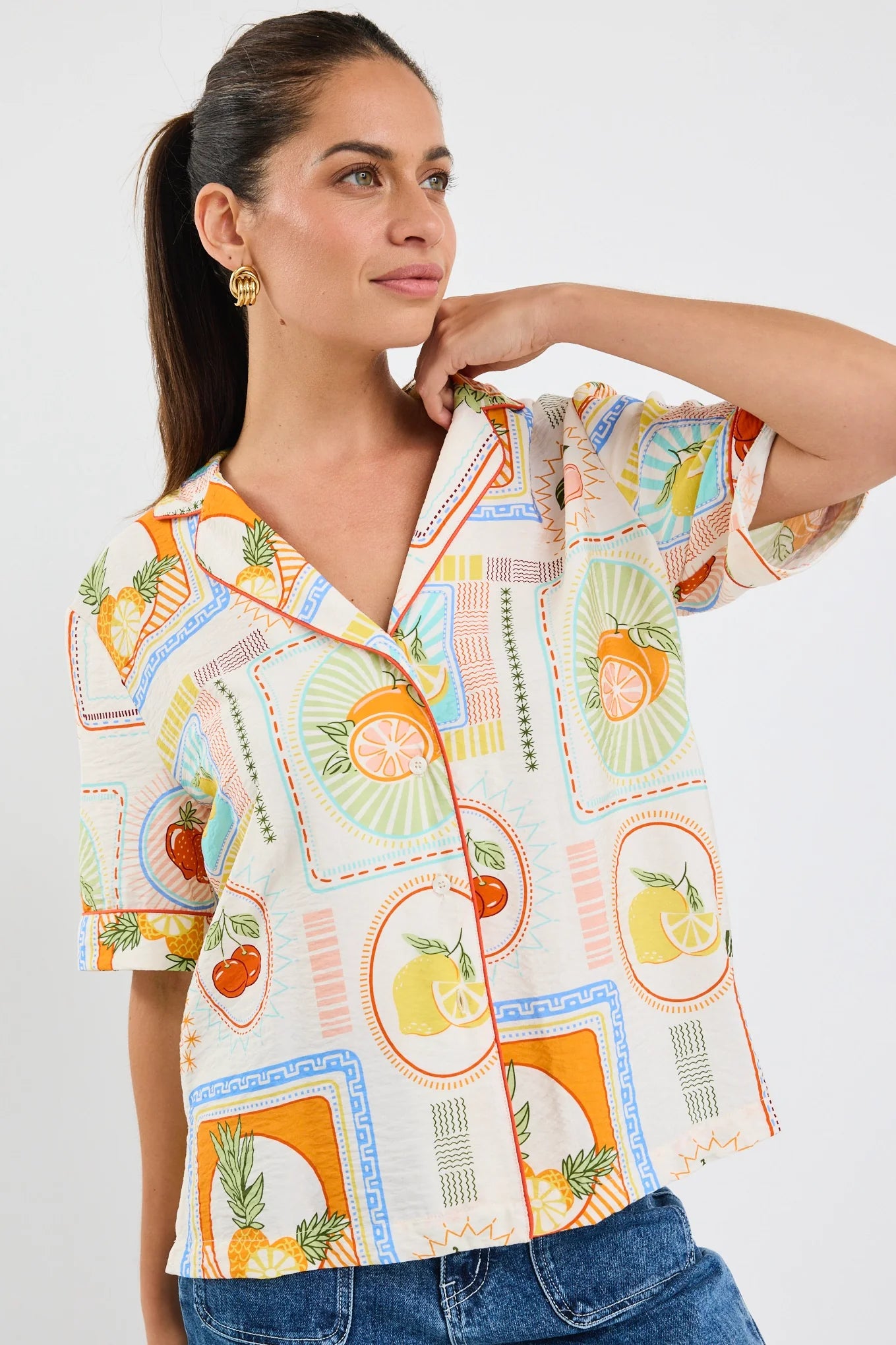 BY ROSA TOPICAL POSTCARD SHIRT