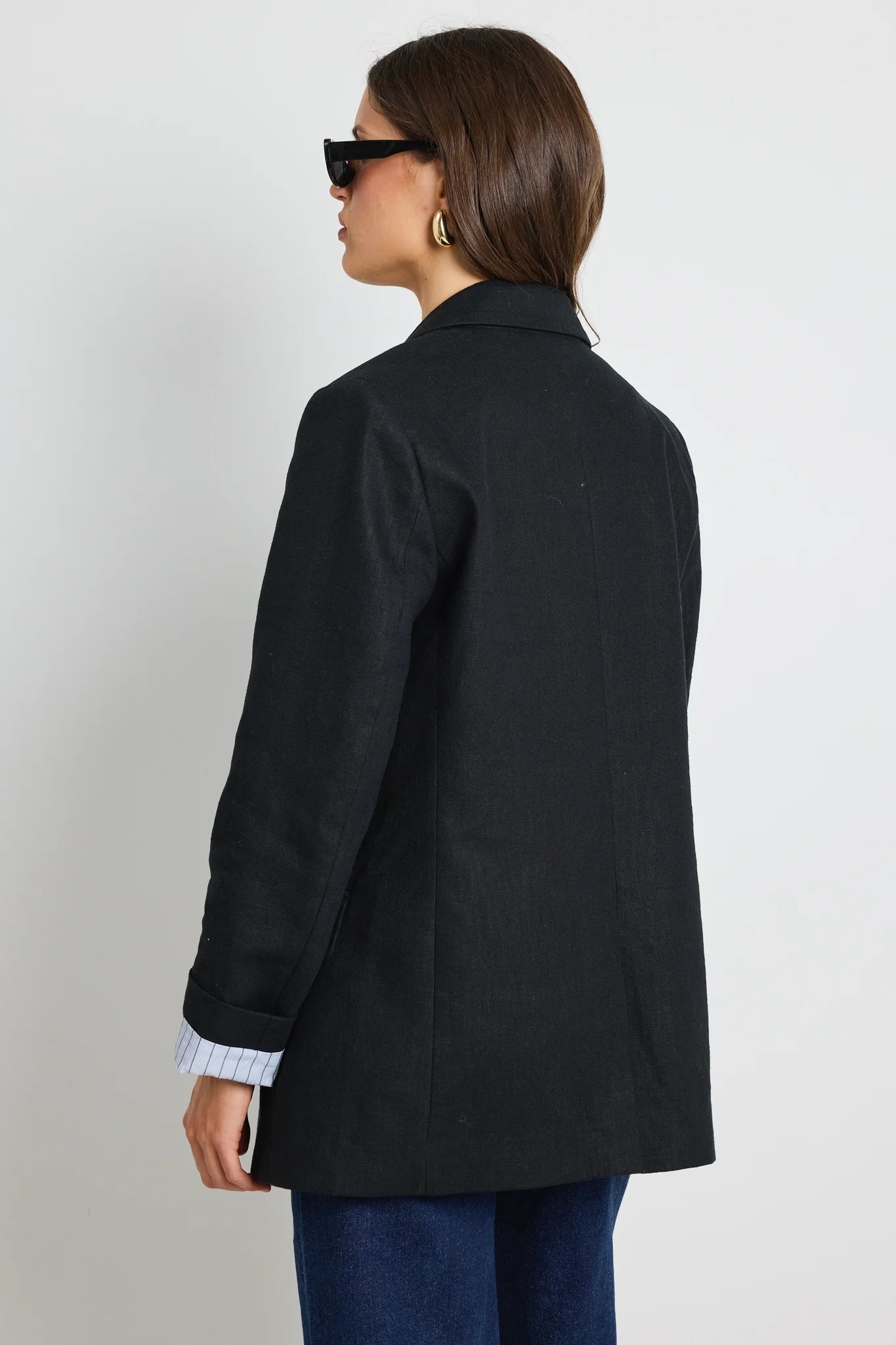 IVY & JACK - Dock Black Ramie Rolled Sleeve Blazer