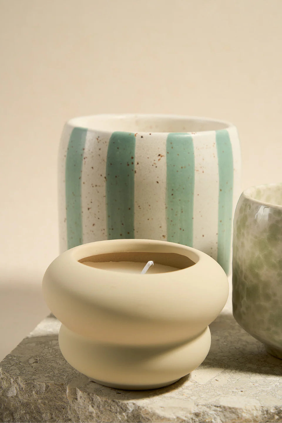 DOUBLE BUBBLE SOY WAX CANDLE - Tan