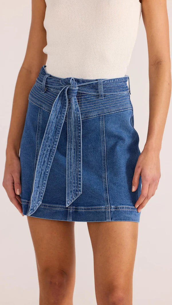 MINKPINK ELLIS DENIM PANEL MINI SKIRT