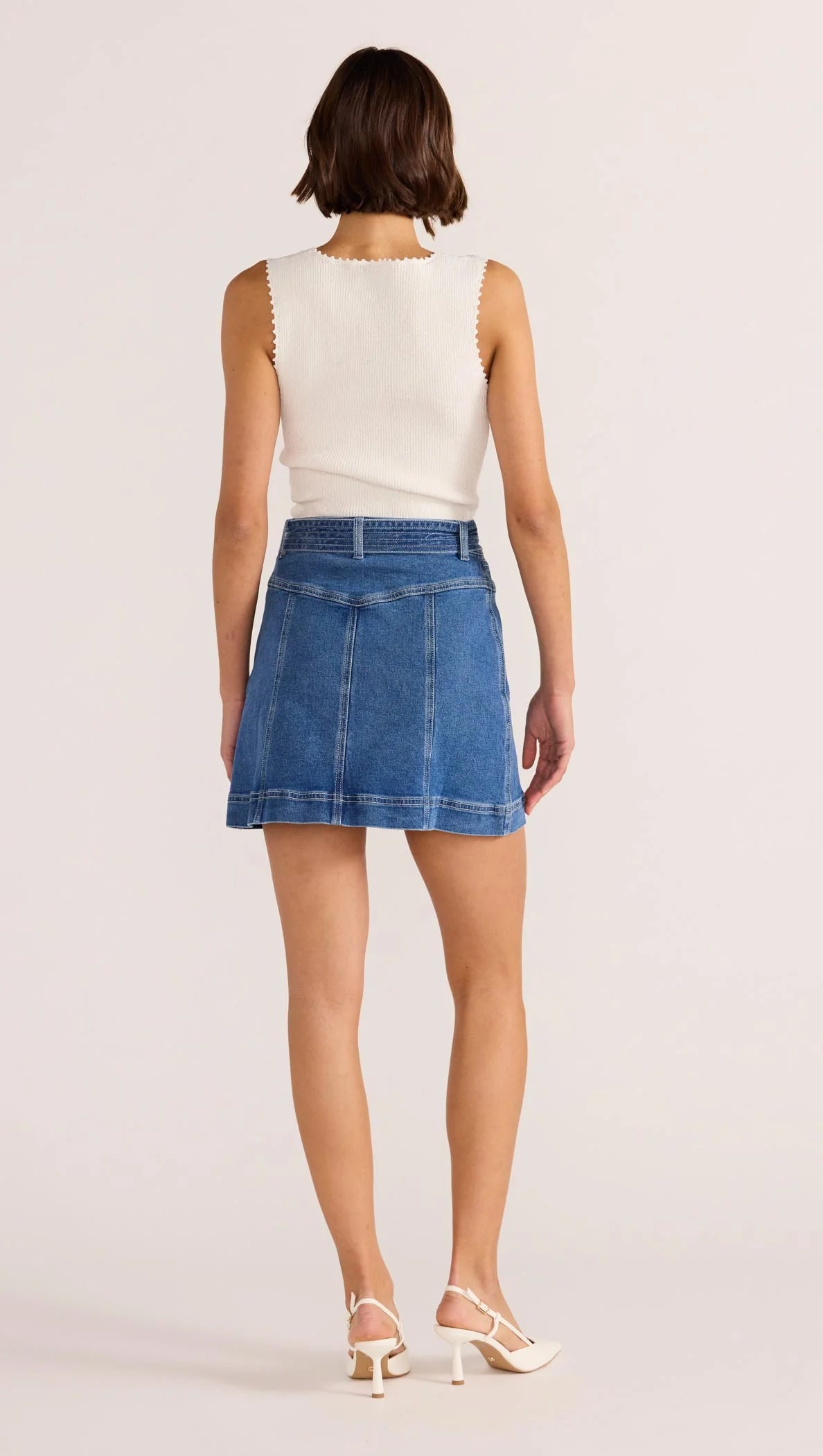 MINKPINK ELLIS DENIM PANEL MINI SKIRT