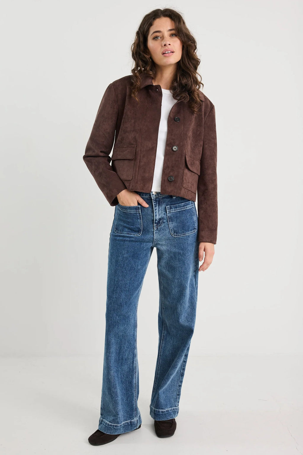 AMONG THE BRAVE EXHIBIT MOCK SUEDE JACKET - Chocolate – The Little