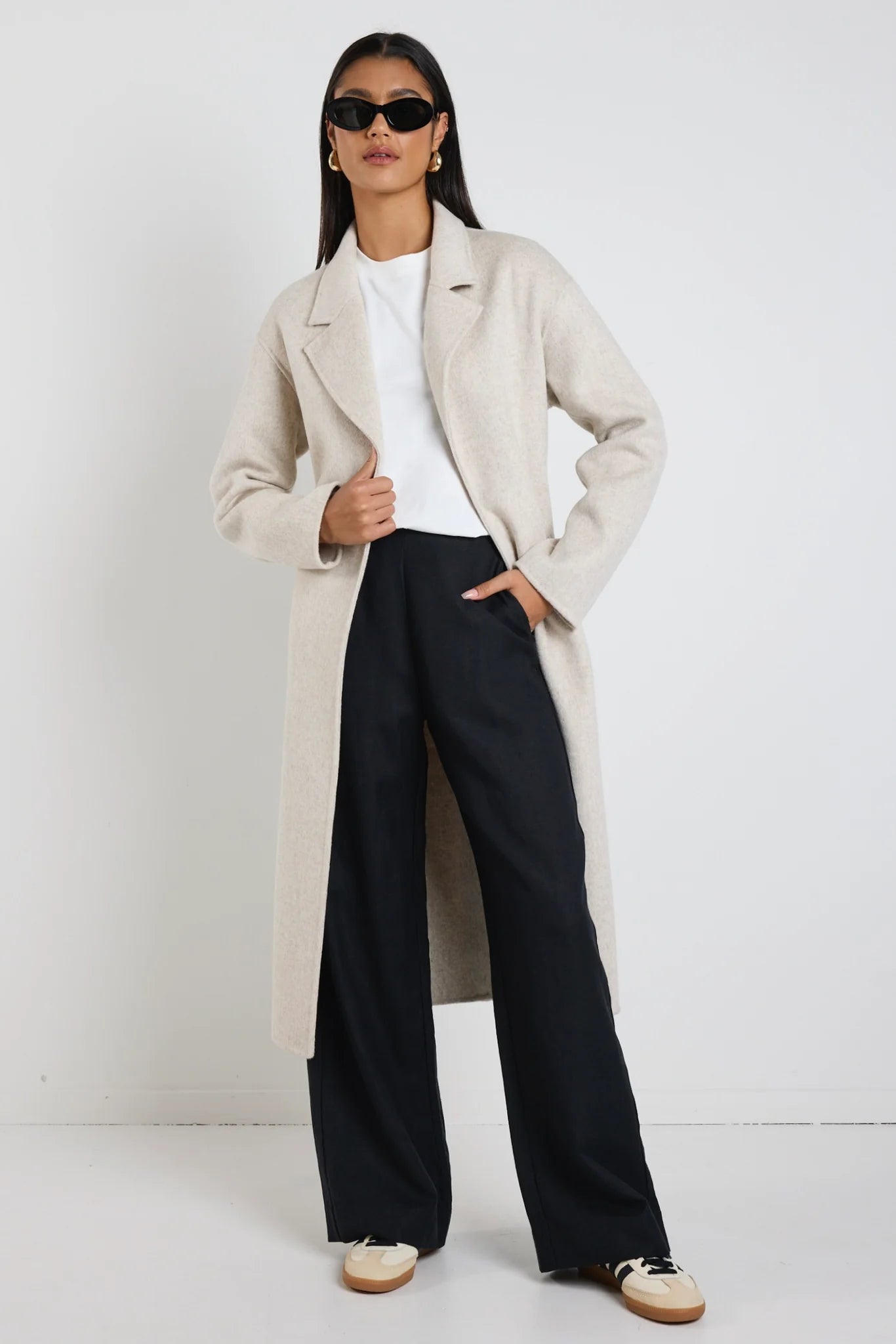 BY ROSA GENEVA WOOL BLEND COAT - Snow Marle