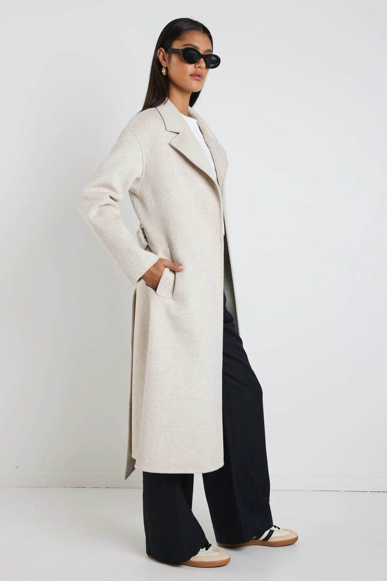 BY ROSA GENEVA WOOL BLEND COAT - Snow Marle
