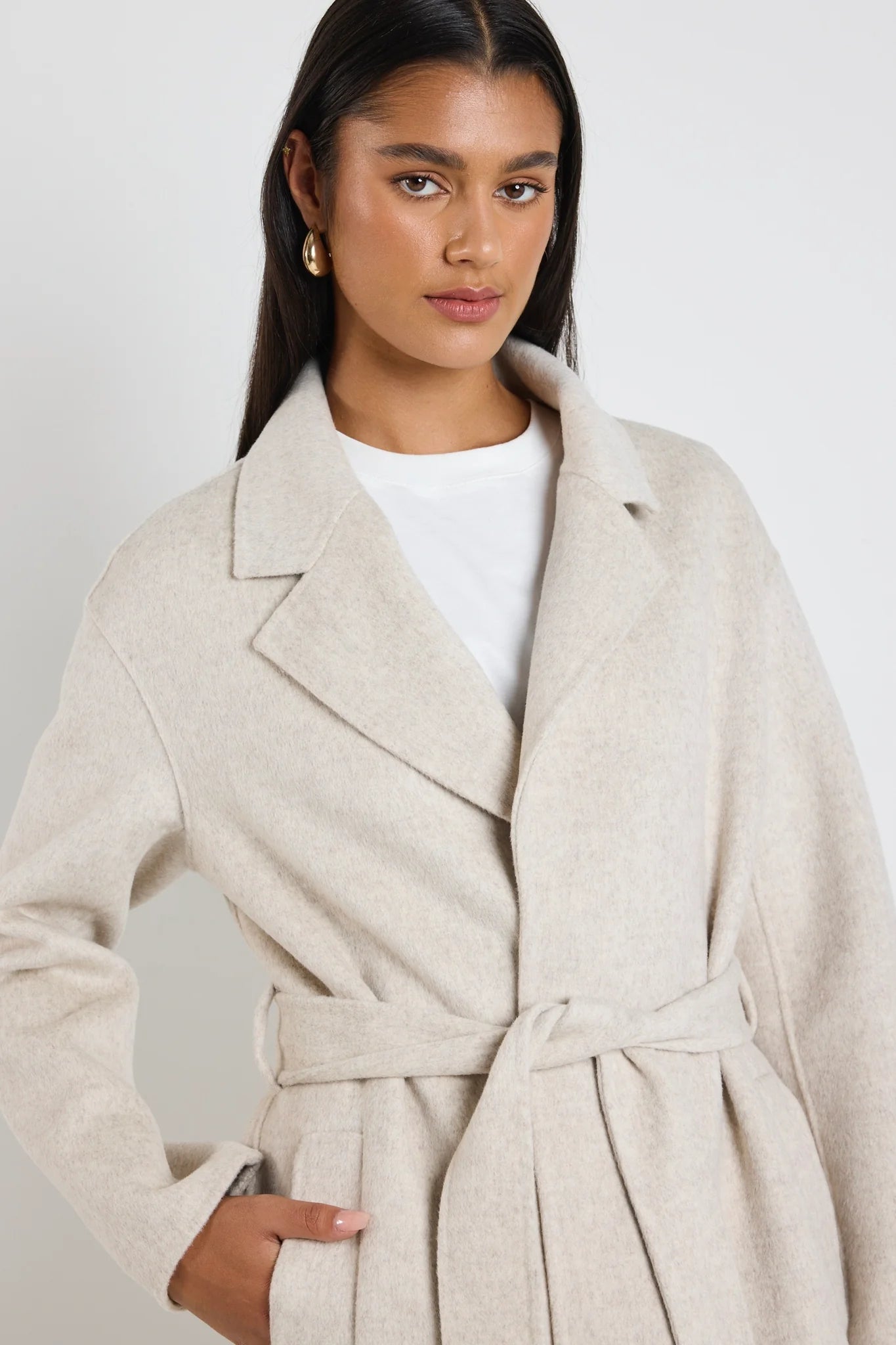 BY ROSA GENEVA WOOL BLEND COAT - Snow Marle