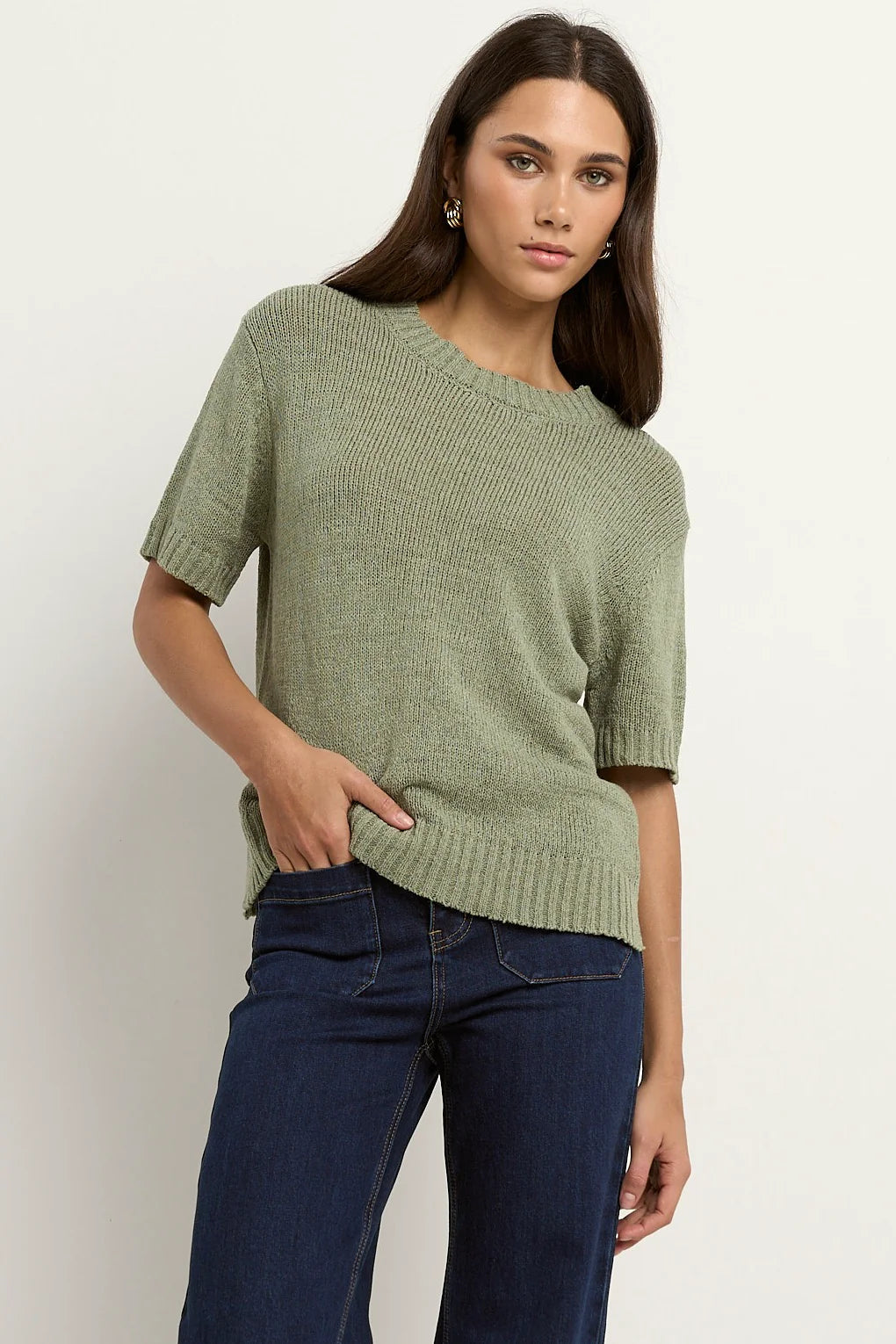 BY ROSA LOVEABLE KNIT TEE - Sage