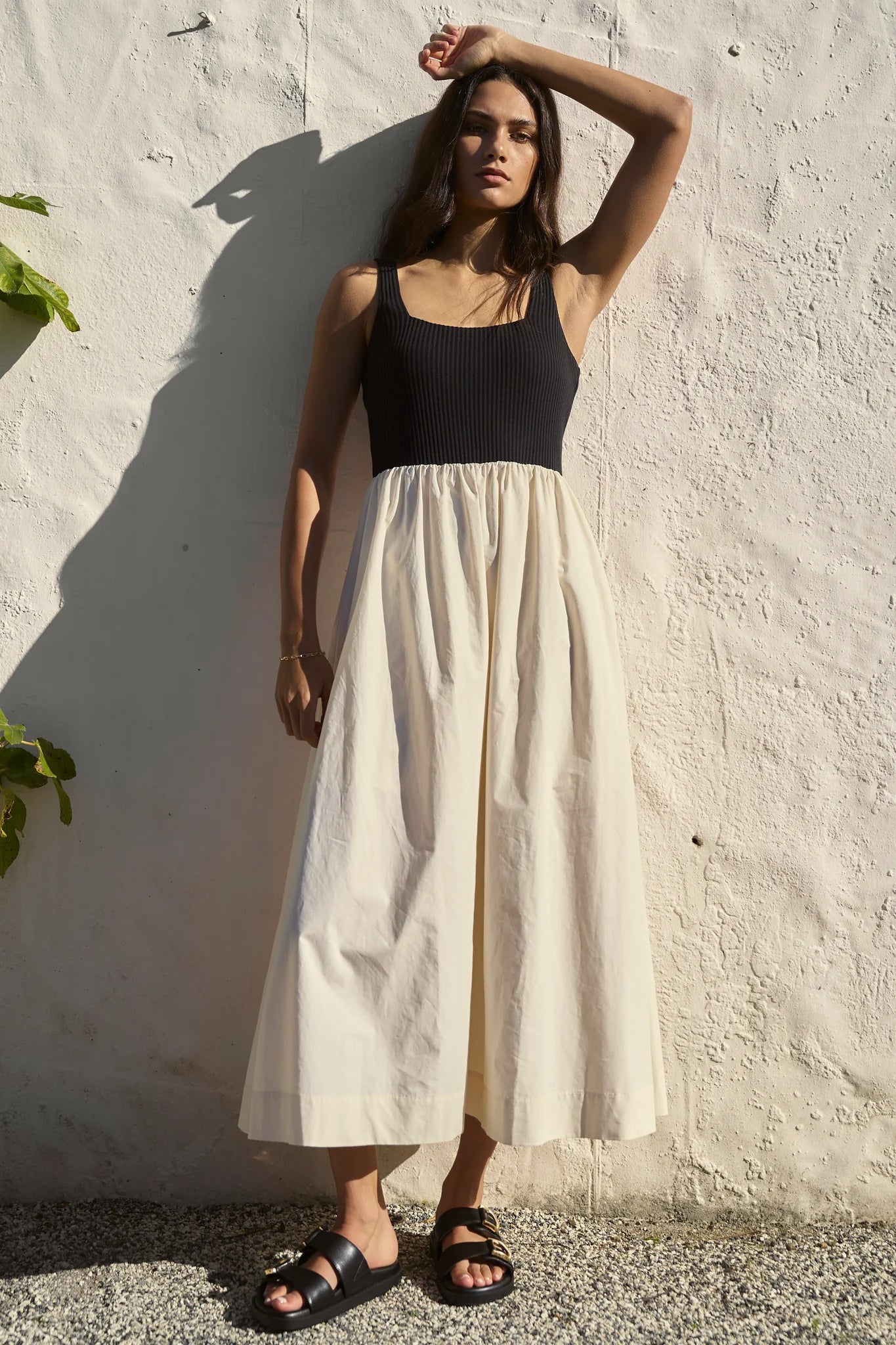 RE:UNION OBSIDIAN MIDI DRESS - Black & Ecru