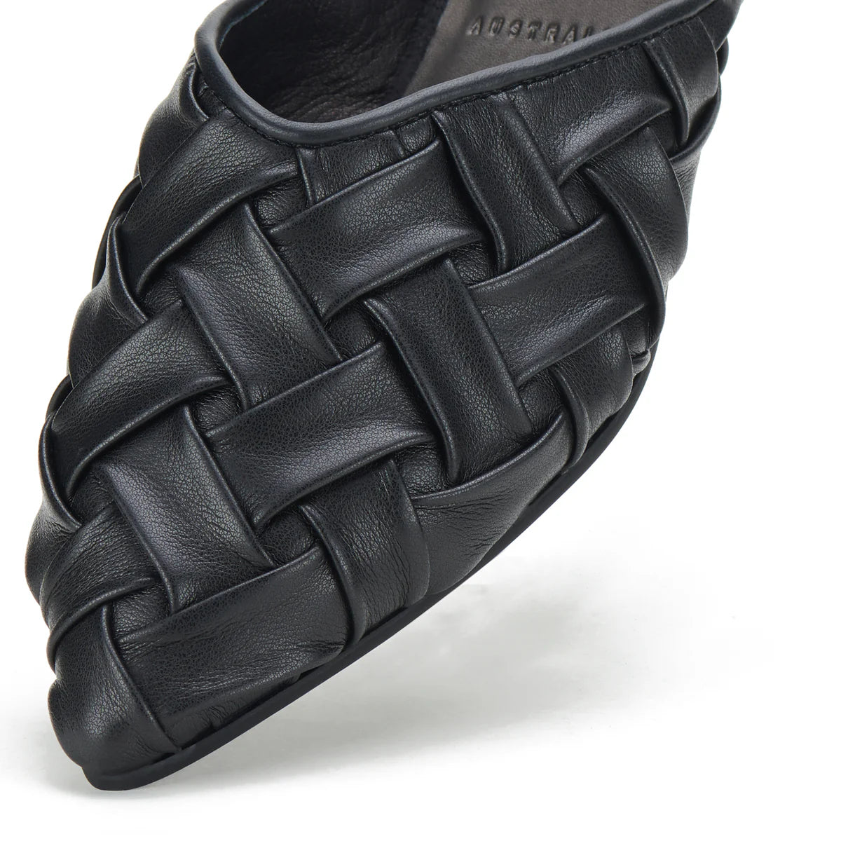 ROLLIE POINTED MULE SOFT WOVEN - BLACK