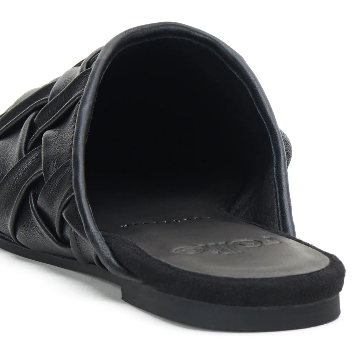 ROLLIE POINTED MULE SOFT WOVEN - BLACK
