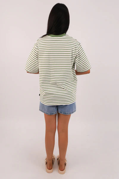 SILENT THEORY STRIPE STRIPE S/S TEE - Green