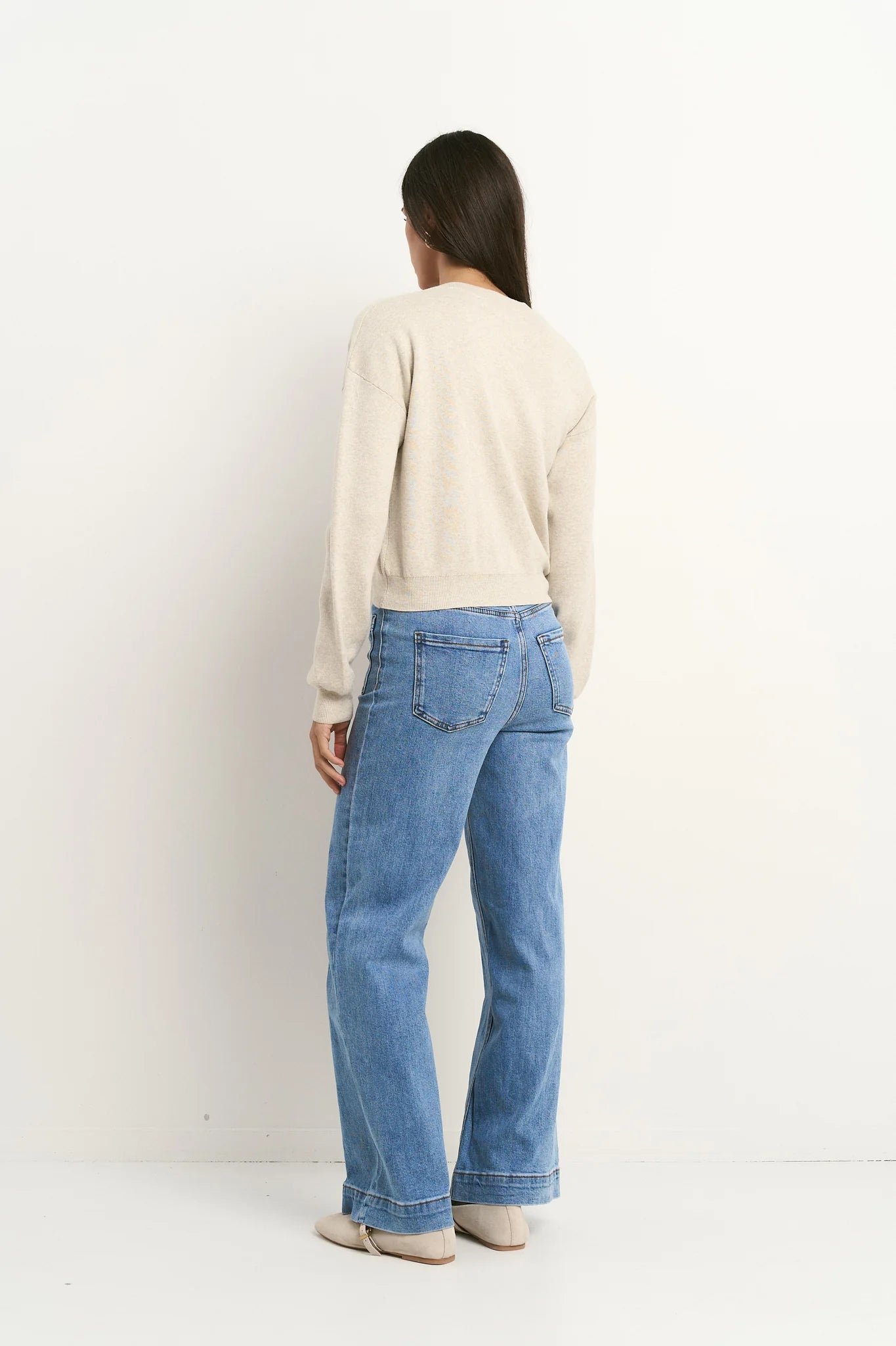 IVY + JACK SOLAR KNIT CREW CARDIGAN - Oat