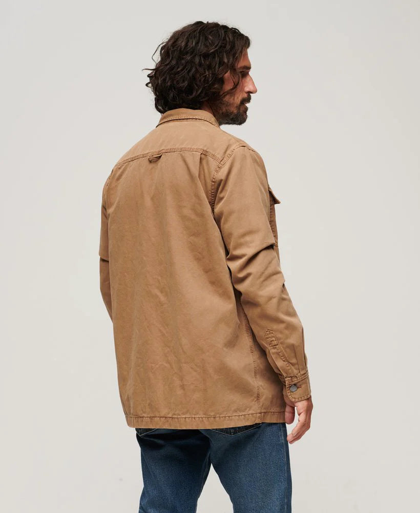 SUPERDRY CANVAS WORKWEAR OVERSHIRT - CLASSIC TAN BROWN
