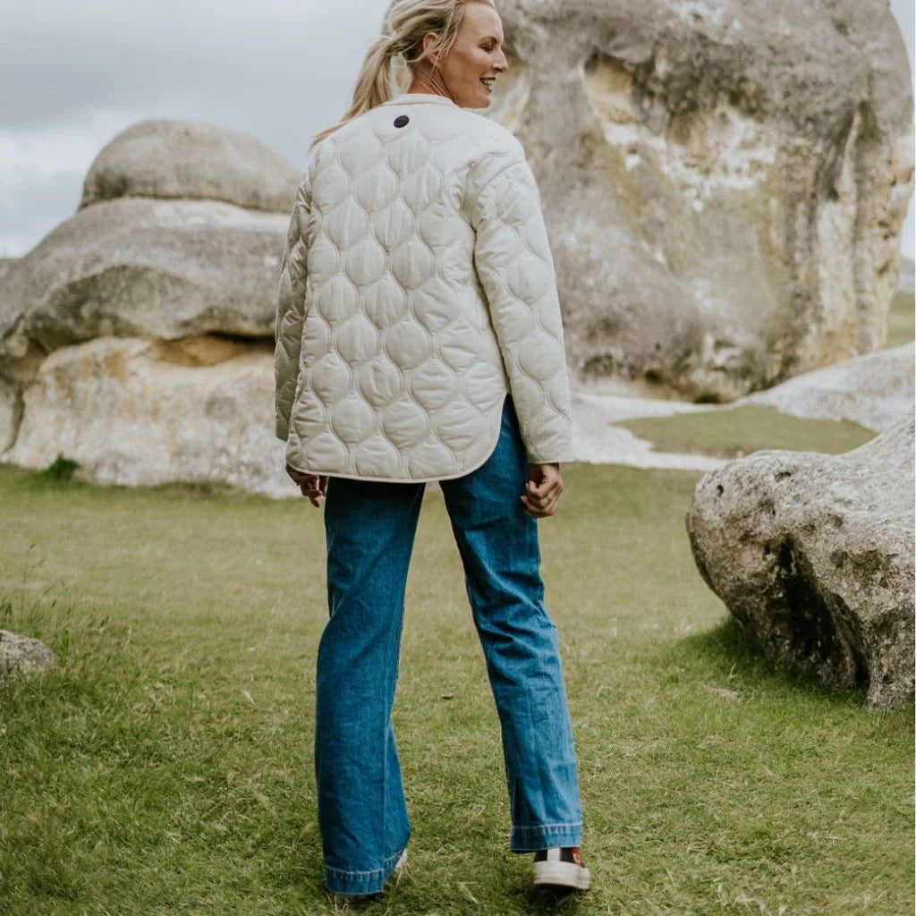 MOKE - Talei Women's Quilt Bomber - Cream
