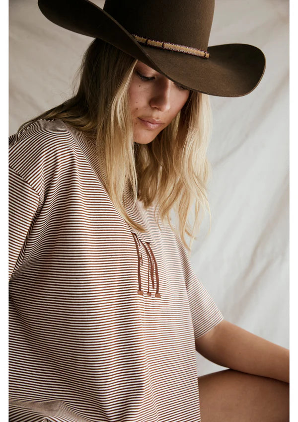 FAR MER BY WHITNEY - OVERSIZE STRIPE Choc/Cream