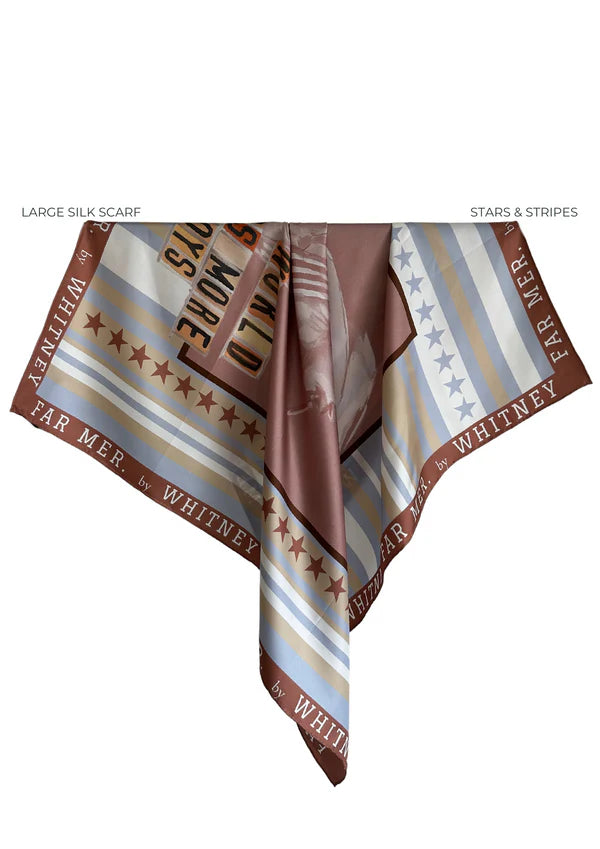FAR MER BY WHITNEY LARGE SILK SCARF - STARS & STRIPES