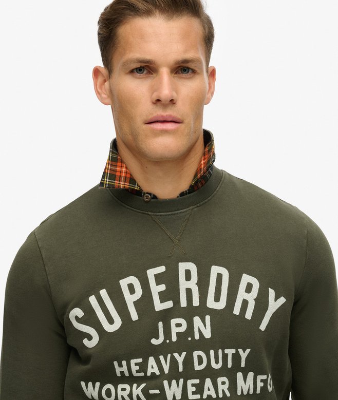 SUPERDRY MACHINED GOODS WORKWEAR CREW - OLIVE GREEN