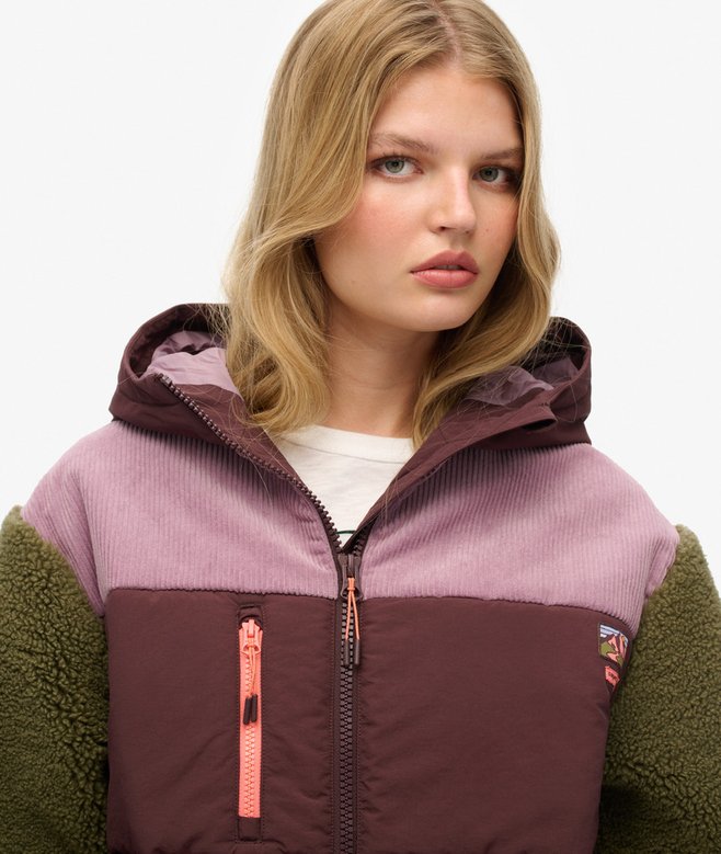 SUPERDRY HOODED FLEECE JACKET - Burnt Olive