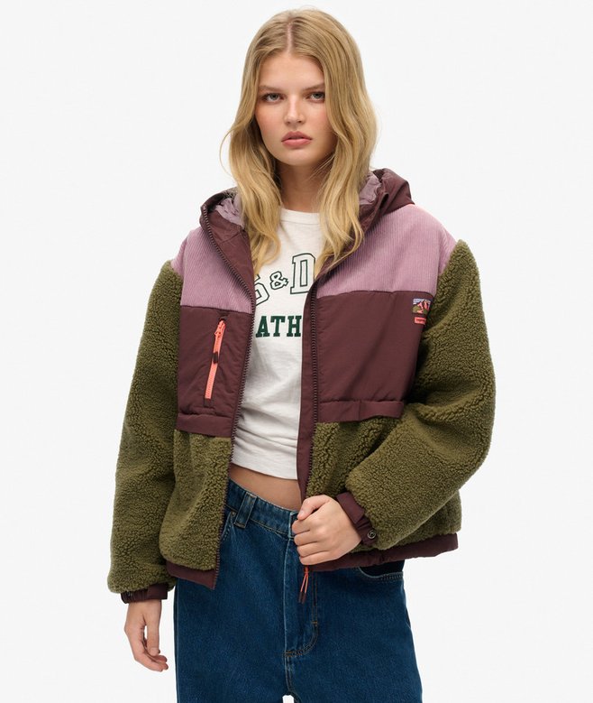 SUPERDRY HOODED FLEECE JACKET - Burnt Olive