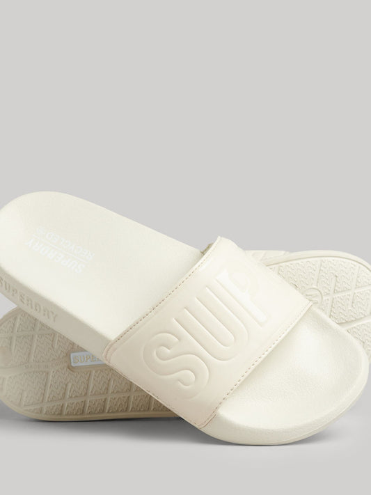SUPERDRY CODE CORE POOL SLIDE - Rice White