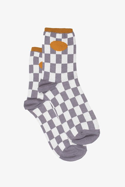 ANTLER SOCK - Checkerboard Sock | Mustard & Grey