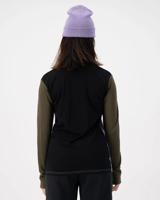 MONS ROYALE WOMENS YOTEI LONG SLEEVE - Lupin / Dark Olive / Black