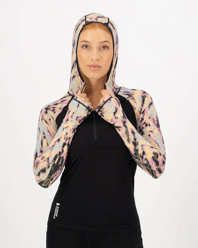 MONS ROYALE WOMENS BELLA LONG SLEEVE HOOD - Rad Things / Black