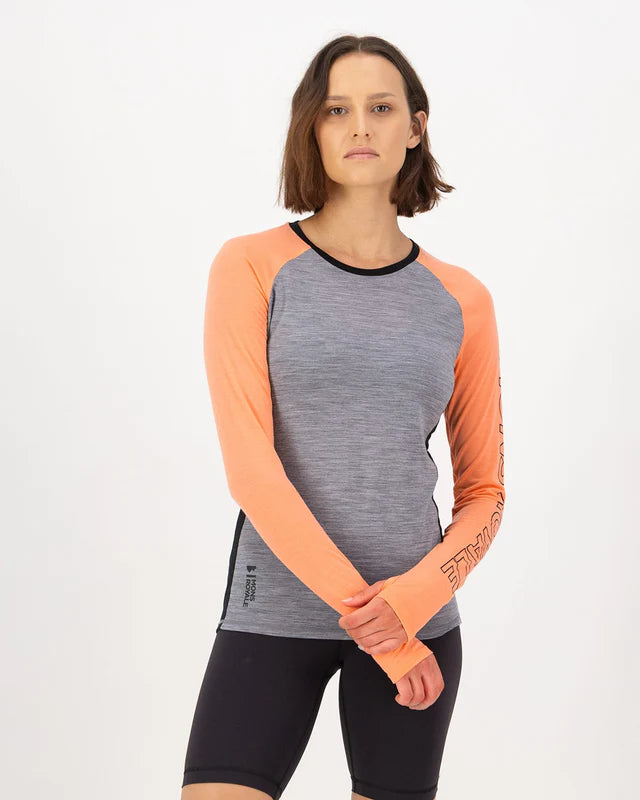 MONS ROYALE WOMENS BELLA LONG SLEEVE - Grey Heather / Punch