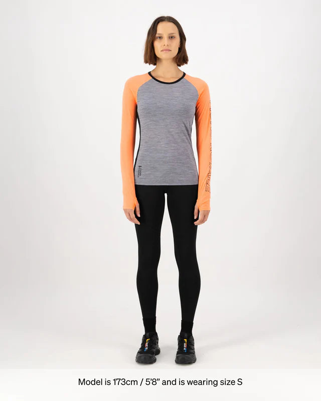 MONS ROYALE WOMENS BELLA LONG SLEEVE - Grey Heather / Punch