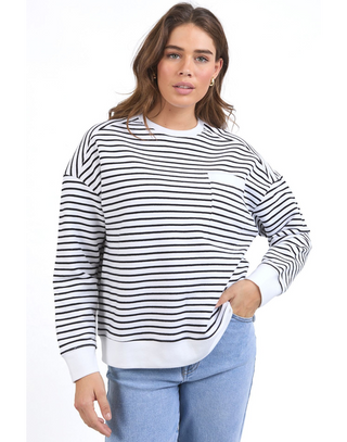 FOXWOOD ORIGINAL STRIPE CREW - White/Black Stripe