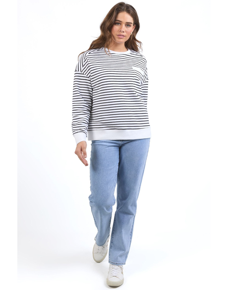 FOXWOOD ORIGINAL STRIPE CREW - White/Black Stripe